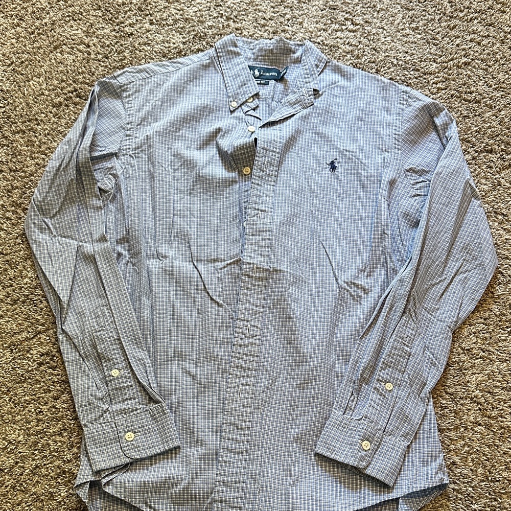 Ralph Lauren Light Blue Checkered Button Down Shirt
